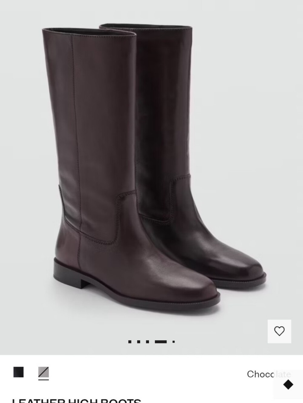 $220 NEW MANGO MNG CHOCOLATE BROWN LEATHER HIGH BOOTS SZ 39 US 8.5